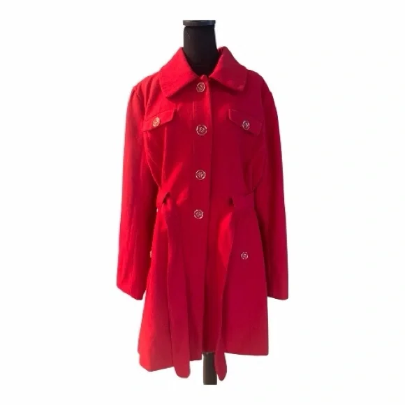 New York & Company Vibrant Red Belted Jacket Size XL NWT - Picture 6 of 9
